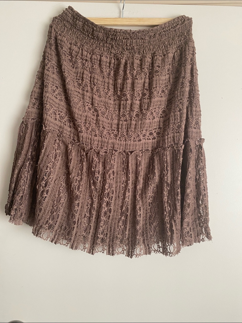 Maurices Brown Lace Tiered A-Line Skirt XL